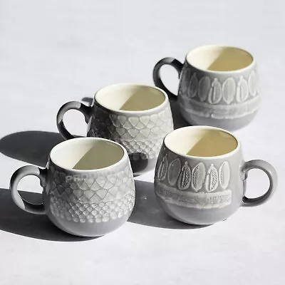 Buy Set Of 4 Mason Cash Mugs Rustic Grey Embossed Patterned Tea Coffee Cups 350ml • 26£