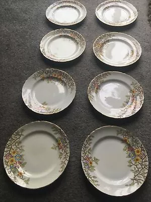 Buy Set Of 8 Delphine Bone China Square Tea Plate Floral Pattern Beautiful Vintage • 19.94£