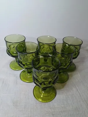 Buy Set Of 6 KINGS CROWN GREEN WINE GOBLETS 4 3/8  TALL • 24.01£