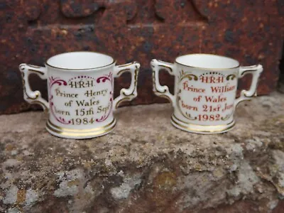 Buy Prince William & Prince Harry Crown Derby China PAIR Of Miniature Loving Cups • 29.99£