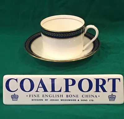 Buy Coalport BLUE WHEAT Flat Cup & Saucer Set(s) Cobalt & Gold • 28.44£