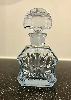 Buy Vintage Blue Crystal/ Glass Art Deco Style Perfume Bottle With Dauber • 15£