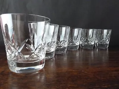 Buy 6x Vintage Stuart Crystal Carlingford Cut Whisky Tumblers Glasses, Signed 1980's • 67£