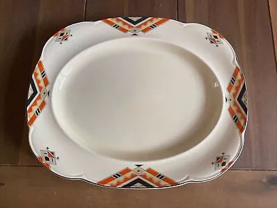 Buy Woods Ivory Ware  - Cream / Orange - Abstract Pattern - Meat Platter - 1940's • 12.99£