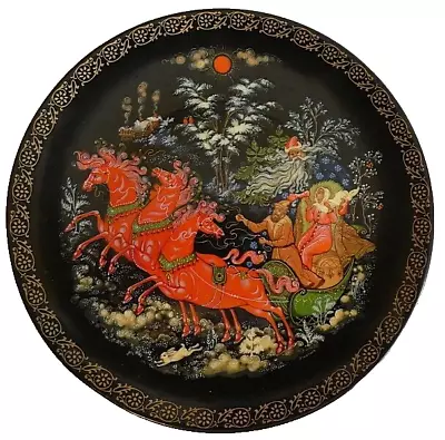 Buy USSR Russian Porcelain Plate Palekh Art Hand Drawing Fairy Tale Original 1990 • 75£