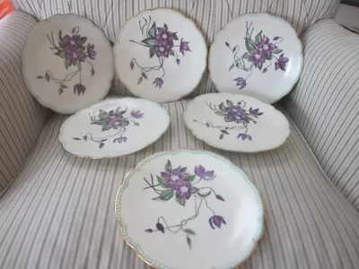 Buy Antique D C Limoges France Hand Painted Violets  Plates 6 Pc  7.5  • 67.08£