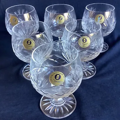 Buy Set 6-zawiercie Polish Crystal Brandy Glasses - Lead 24% Cut Glass Rare Bargain • 22.50£
