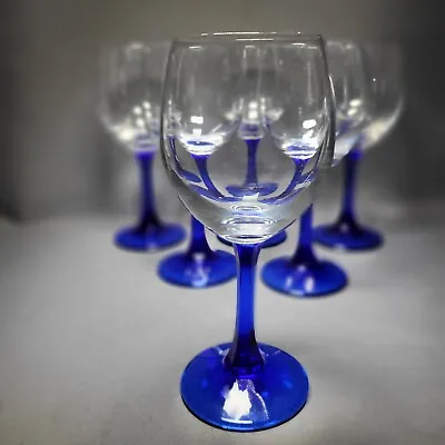 Buy 6x  Vintage Cobalt Blue Hexagon Stem Wine Glasses Crystal Water 200ml • 32.90£