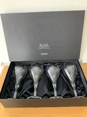 Buy Brand New Set Of Four Rona 24% Lead Crystal Wine Glasses. • 14.99£