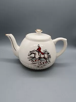 Buy Vintage Ellgreave Pottery (Burslem) Hunting Scene Teapot (1952+) • 22£