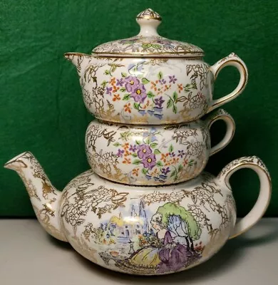 Buy Lord Nelson Ware  Pompadour  Chintz 1950s Stacking Stacked Tea Set England • 132.40£