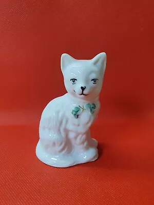Buy Belleek Fine Irish China Cat Figurine With Green Eyes 4  • 20.14£