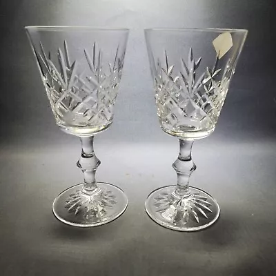 Buy 2x Edinburgh Crystal “Lomond” Pattern Wine Glasses 16.5cm 100ml • 22.90£