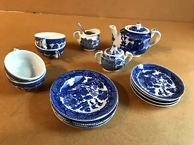 Buy Antique Doll's Tea Set China Willow Pattern • 30£