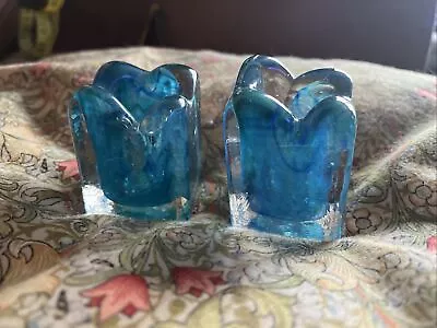 Buy Pair Of Vintage Glass Adrian Sankey Candlesticks • 19.99£