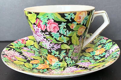 Buy Vintage Art Deco Lord Nelson Ware Black Beauty Chintz Tea Cup And Saucer Set • 24.10£