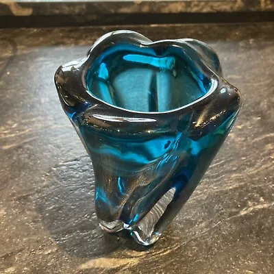 Buy Whitefriars Spiral Swirl Twist Kingfisher Blue Glass Vase • 50£