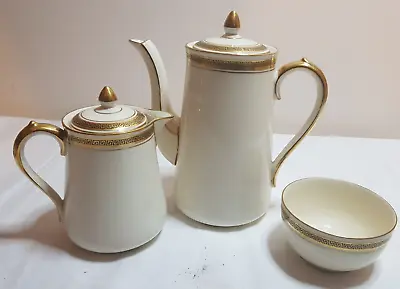 Buy Shancock & Sons, Corona Ware, Coffee Pot Milk Jug Sugar Bowl Vintage, Gold,Cream • 20£