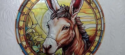 Buy Pretty Donkey Stained Glass Effect Sun Catcher Roundel   New  • 2.50£