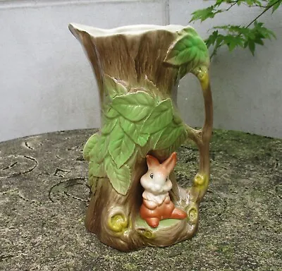Buy Eastgate Withernsea Pottery Fauna Bunny Rabbit Tree Stump Vase Jug With Handle • 22£