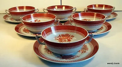 Buy 6 Vintage Copeland Spode Fitzhugh  Soup Coupe/bowls  & 6 Matching  7  Saucers • 45£