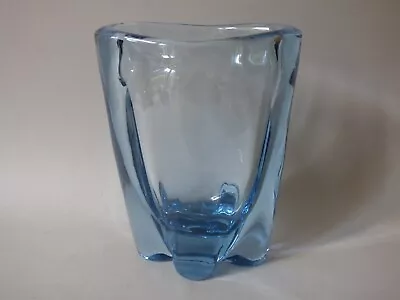Buy Dead Heavy Blue Czech Scandinavian Orrefors Lead Art Glass Flower Vase Free Uk P • 52.49£
