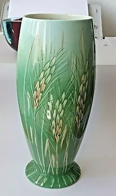 Buy Fab 9  Vintage Beswick Ware Tall Green Vase Corn 1750 Rare Leaves Pottery Aqua • 25£