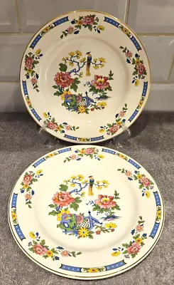 Buy 2 X Vintage Lord Nelson Pottery 1950s Tsing 10  Dinner Plate Blue Pink Floral A • 9.49£