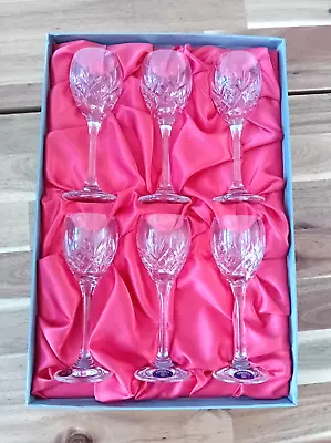 Buy Boxed Set Of 6 Vintage Bohemia Lead Crystal Cut Glass Sherry Or Port Glasses • 34.99£