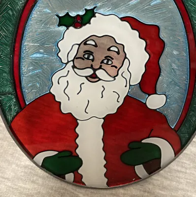 Buy Vintage Stained Glass Window Light Sun Catcher Santa Claus Christmas Holiday • 19.41£