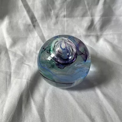 Buy Caithness Moon Crystal Glass Paperweight - Purple, Blue & Green Swirls 210 Grams • 14£