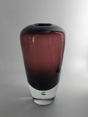 Buy Jozefina Krosno Amethyst Art Glass Vase 8 X4¼ , Suspended Bubble In Base, Poland • 37.59£