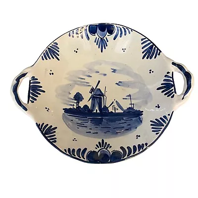 Buy Delftware Delf Crown  Holland Windmill Oval Shaped Trinket Dish Plate Repaired • 18.17£