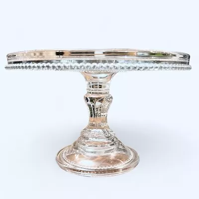Buy Early American Pressed Nonflint Colorless Glass Beaded Cake Stand 6x9.25” • 40.28£