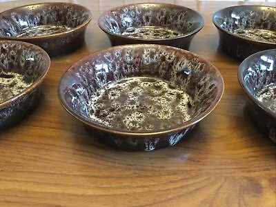 Buy Vintage Kernewek Cornish Pottery Bowls X 6 Breakfast Soup Honeycomb Brown Glaze • 28£