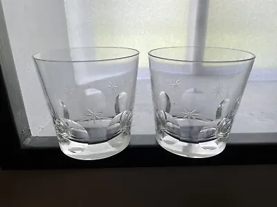Buy Mid-Century Scandinavian Double Old Fashioned Cut Glass Tumblers Moon & Star • 30.28£