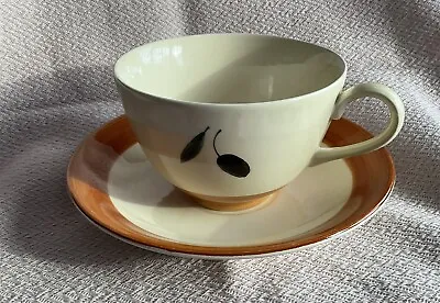 Buy Poole Pottery Hand Painted Black Olive Design Cup & Saucer • 7.50£