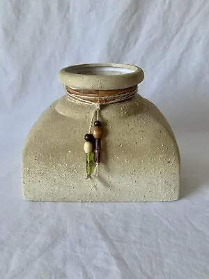 Buy Textured Beige Pottery Vase Square Ombre Decorative Ceramic Glass Beads 4x6x8 • 19.29£