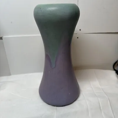Buy Vintage Muncie Pottery-Green Drip Over Lilac Glaze-9” Corset Vase Beautiful Gorg • 113.80£