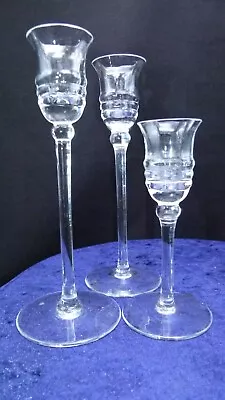 Buy Candle Holders Clear Glass Long Stem X 3 • 14£