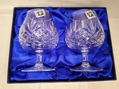 Buy Edinburgh International Crystal Brandy Glasses  Whiskey Balloon Glasses Boxed • 19.99£
