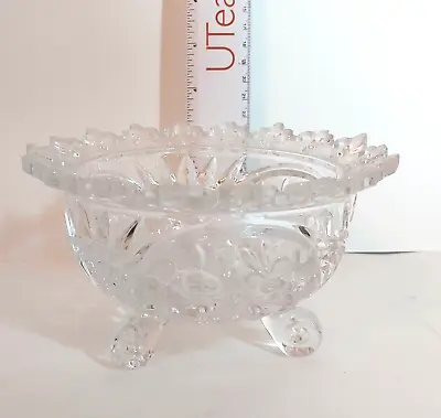 Buy Vintage , Glass Clear Candy 3 Footed Crystal Cut Glass Bowl. • 18.97£