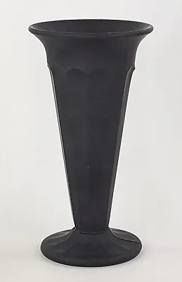 Buy Rare Vintage Davidson Jet Black Satin Frosted Glass Vase Pattern #51 • 44.95£