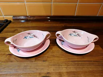 Buy 2 X Vintage 2 X Handled Soup Bowls & Oval Plates  By Old Foley / James Kent • 16.75£