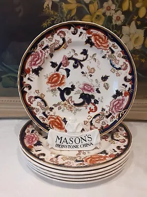 Buy 6 X Mason's Mandalay Blue Luncheon Plates - 8.75 /22.5cms  - Excellent Condition • 96£