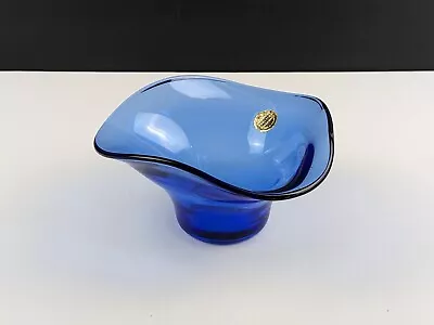Buy Vintage Labelled Sowerby Blue Glass Bowl, Mid Century 1950s • 15£