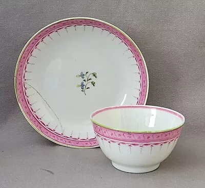 Buy New Hall Pink Pattern U62 Teabowl & Saucer C1790-1800 Pat Preller Collection • 10£