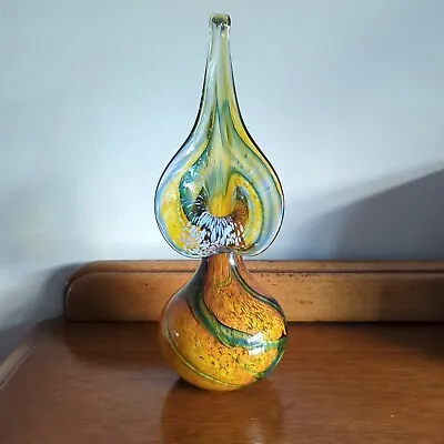 Buy OURGLASS 03 Signed Orange Green Tortoishell Glass Vase Cockington Art Glass 11  • 55£