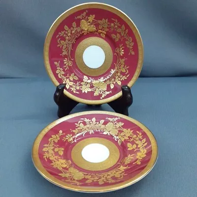 Buy Rare Minton Atholl Ruby 24ct Gold Gilt  H.5308 5 Inch  Replacement Saucers X 2  • 71.95£