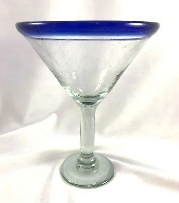 Buy Hand Blown Cobalt Blue Rim Martini Daiquiri Cocktail Replacement Glass  • 9.63£